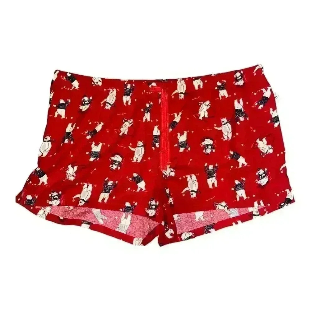 Old Navy Red Polar Bear Winter Flannel Pajama Shorts, 4x